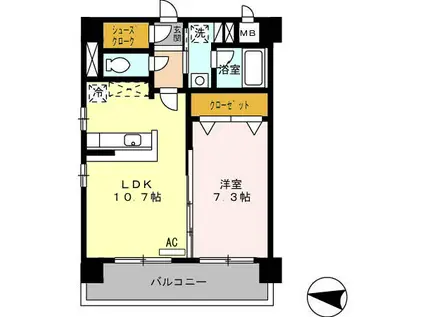 リビオン千代町(1LDK/5階)の間取り写真