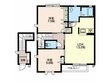 LILIAN BERG M(2LDK/2階)の間取り写真