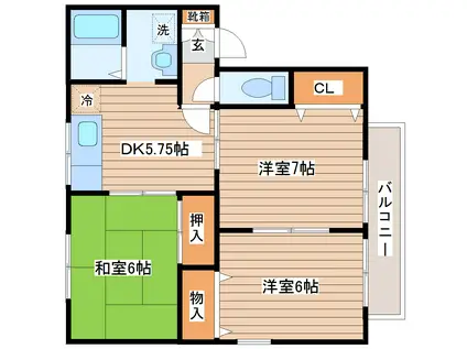 マルベリー・コートI(3DK/2階)の間取り写真