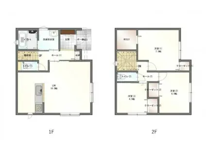 厚中町D号(3LDK/1階)の間取り写真