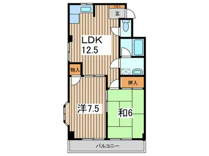 アルファパレス(2LDK/2階)の間取り写真