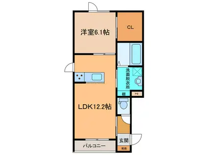 GLANSI(1LDK/1階)の間取り写真