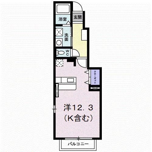 メゾンソレイユV(ワンルーム/1階)の間取り写真