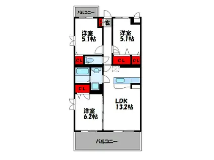 ステラ セレニテ(3LDK/3階)の間取り写真