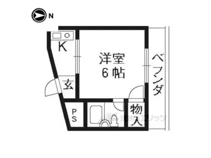 JPアパートメント宇治(1K/4階)の間取り写真