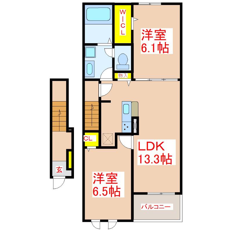 オルタ コート(2LDK/2階)の間取り写真