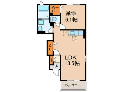 アリーヴィオII(1LDK/1階)の間取り写真