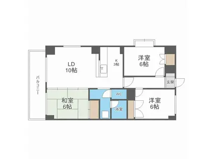 ヴァンヴェール医大前(3LDK/7階)の間取り写真