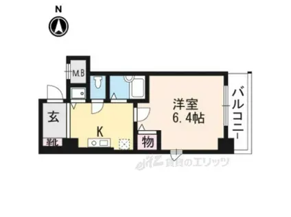 プレサンス京都烏丸御池2(1K/8階)の間取り写真