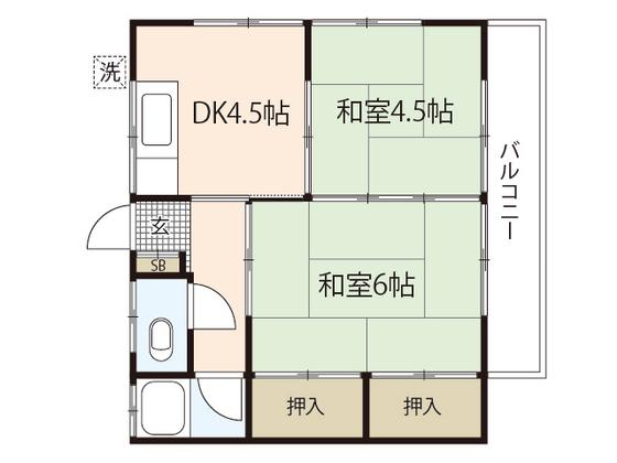 第三村島アパート(2DK/2階)の間取り写真