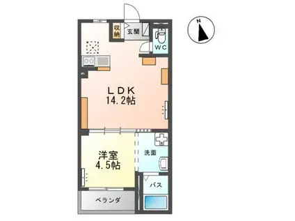 エミネンス・ハラ(1LDK/1階)の間取り写真