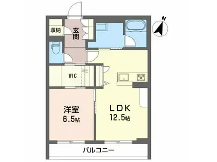 サンシティ八山田 A棟(1LDK/1階)の間取り写真