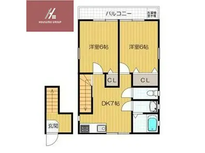 ザハウスオブマダムジュエル(2DK/1階)の間取り写真