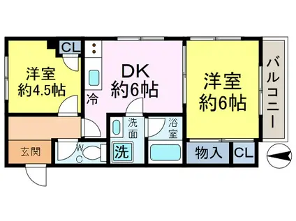 グランエスポアール(2DK/7階)の間取り写真