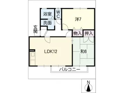 ピースフルゆうII(2LDK/1階)の間取り写真