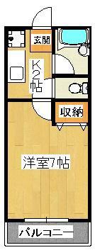 ESTATE紫苑NO2(1K/1階)の間取り写真