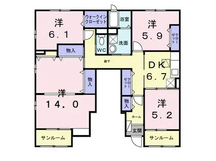 ボニートビオラIII(4DK/1階)の間取り写真