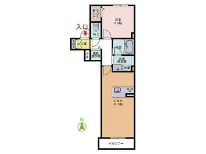 アイカルケア(1LDK/1階)の間取り写真