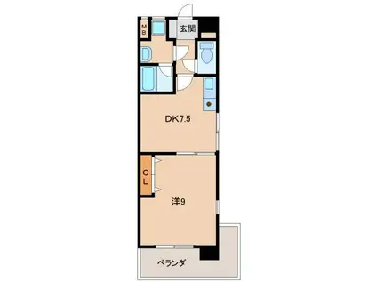 アズウェル(1DK/2階)の間取り写真