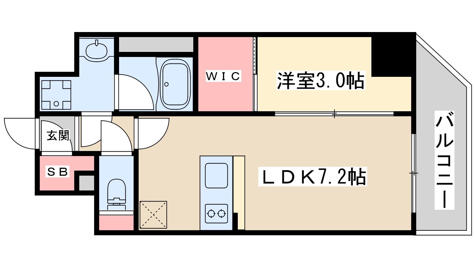 エスリードレジデンス ザ・グラン大阪ノア(1LDK/7階)の間取り写真