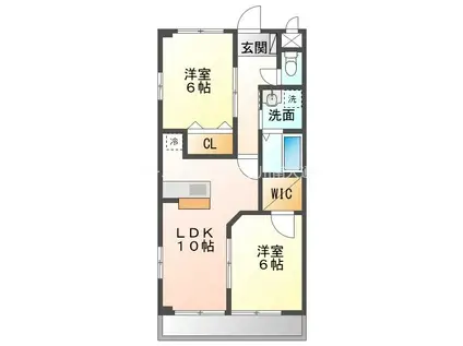 ウインドヒルA(2LDK/2階)の間取り写真
