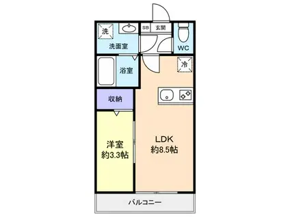 アットリラ八千代台西B(1LDK/1階)の間取り写真