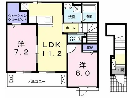 カーサ・カルム(2LDK/2階)の間取り写真