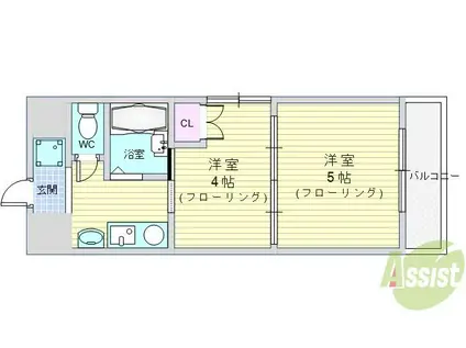 プレステージ天神IV(2K/3階)の間取り写真