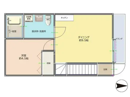 JIJINOIE(1LDK/2階)の間取り写真