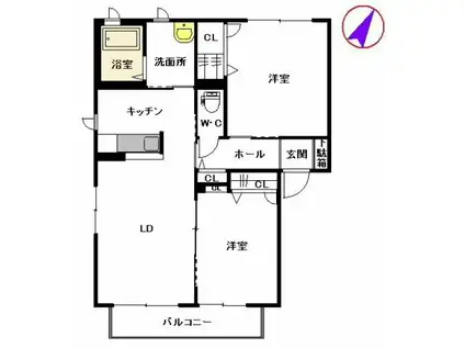 メゾンドオーブ(2LDK/2階)の間取り写真