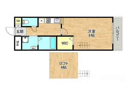 地下鉄今里筋線 太子橋今市駅 徒歩3分 3階建 築10年(1K/3階)の間取り写真