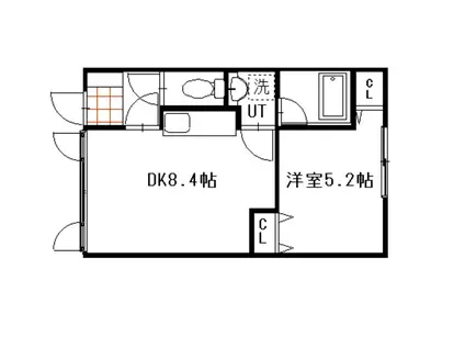 ウエルカムサトウ6(1DK/2階)の間取り写真