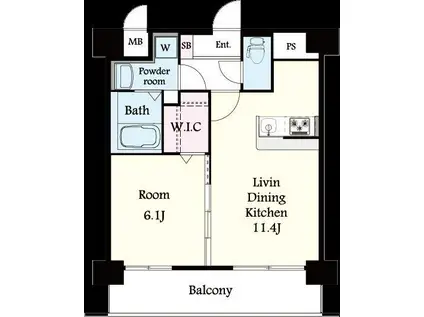 グランシャリオ諏訪野(1LDK/2階)の間取り写真