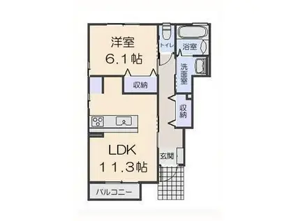 プロムナード(1LDK/1階)の間取り写真
