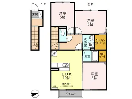 メゾンシンシア(3LDK/2階)の間取り写真