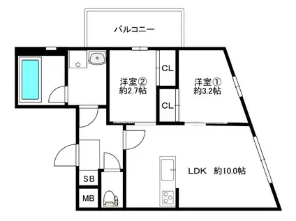 MODERN ASPIRATION 薬院COURT(2LDK/3階)の間取り写真