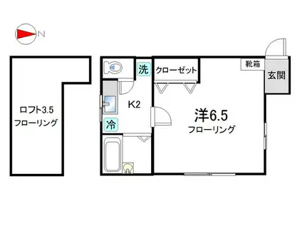 フォレストステージ上高田(1K/2階)の間取り写真