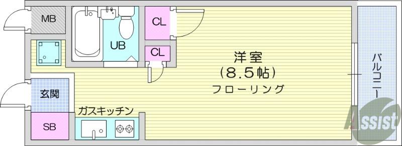 メゾン・ド・ポルカ(ワンルーム/2階)の間取り写真