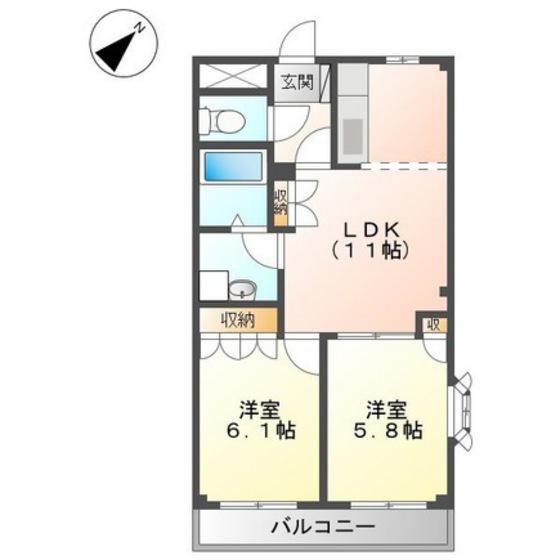 ソレイユ(2LDK/1階)の間取り写真