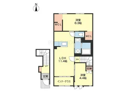 コーラルヴィラ加納α(2LDK/2階)の間取り写真