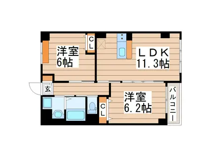 メルヴェイユ荒井(2LDK/4階)の間取り写真