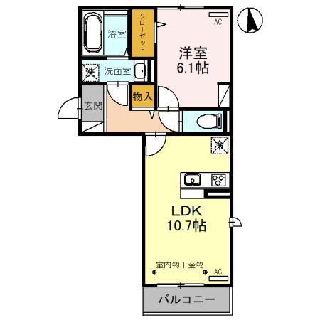 フィエルテ(1LDK/2階)の間取り写真
