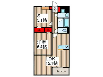 VOITURE M´H(1SLDK/3階)の間取り写真