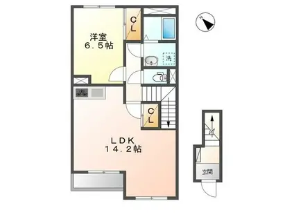 グレースほしか(1LDK/2階)の間取り写真