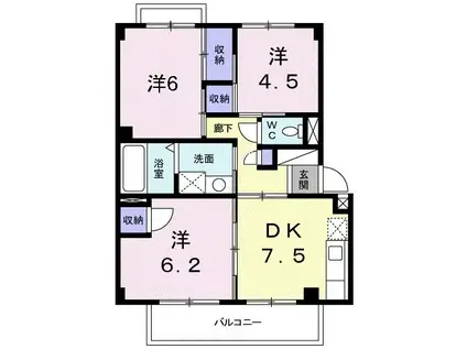 パルテールII(3DK/3階)の間取り写真
