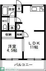 ハイツ早川(1LDK/1階)の間取り写真