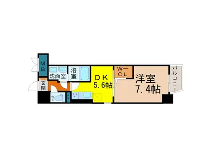 グランパークタワー(1DK/9階)の間取り写真