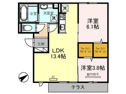 カーサリバティバランスセカンド(2LDK/1階)の間取り写真