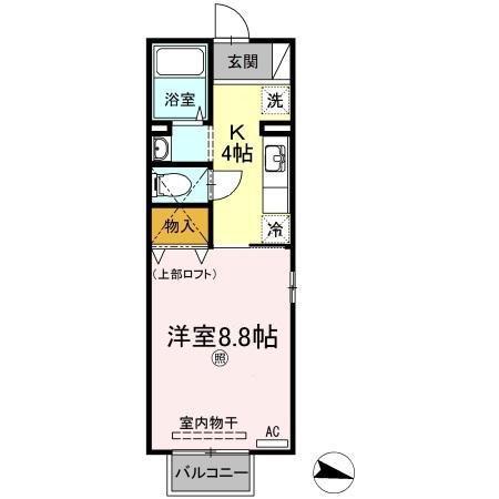 FLATSHIIRAGI(1K/2階)の間取り写真