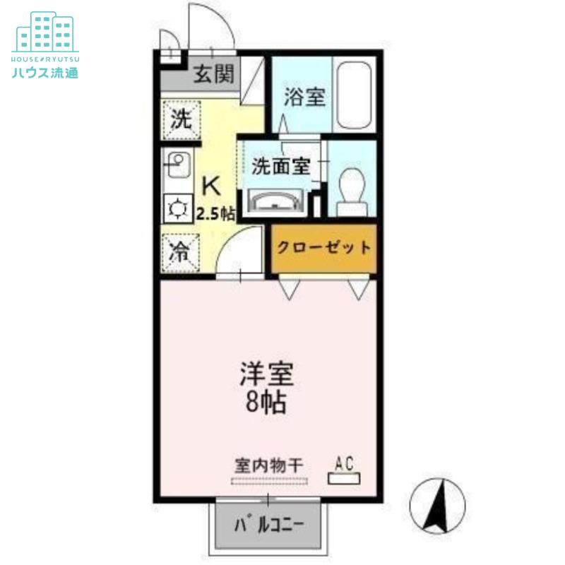 ヴィクトワールK II棟(1K/2階)の間取り写真